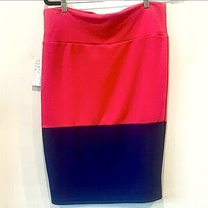 LulaRoe Colorblock Cassie Red and Blue Pencil Skirt NWT